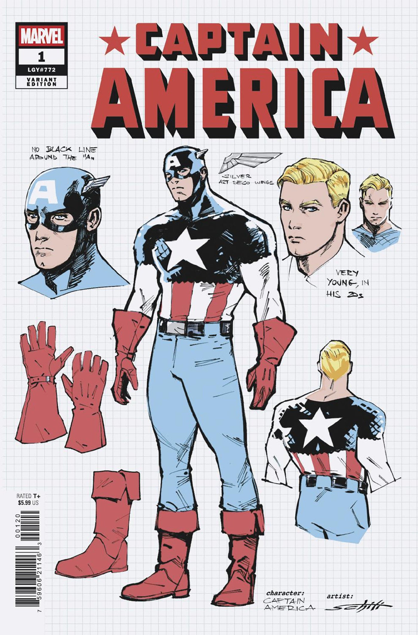 Captain America #1 Valerio Schiti Design 1:10 Ratio Variant