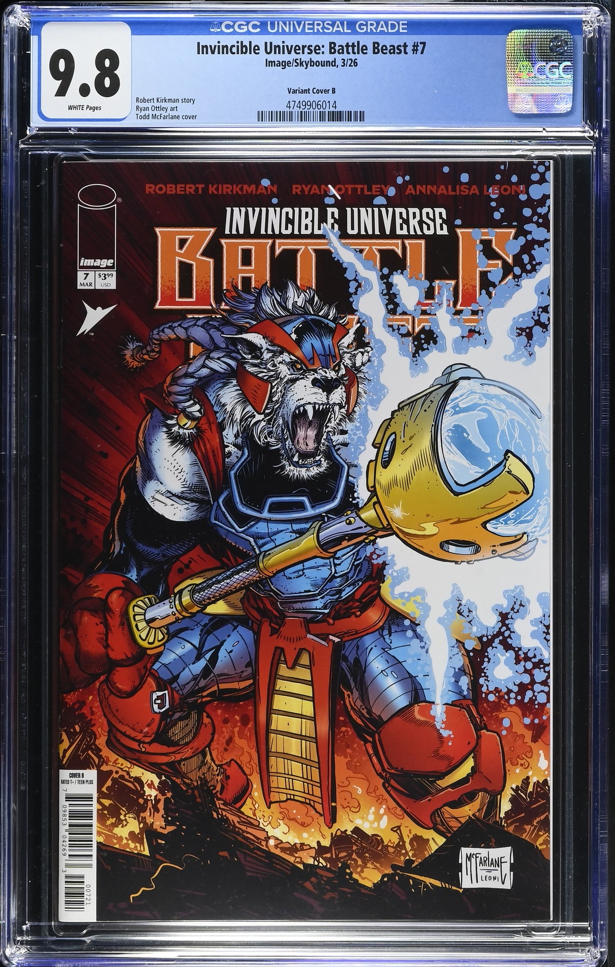Invincible Universe Battle Beast #7 Cover B Todd McFarlane cover CGC 9.8