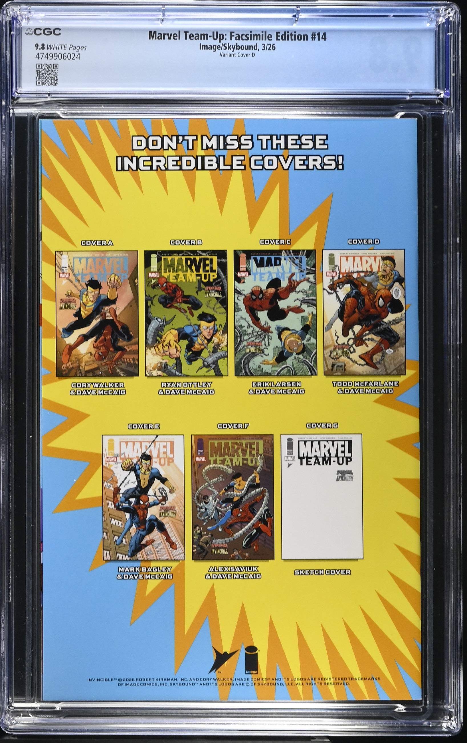 Marvel Team-Up: Facsimile Edition #14 Cover D Todd McFarlane Variant CGC 9.8