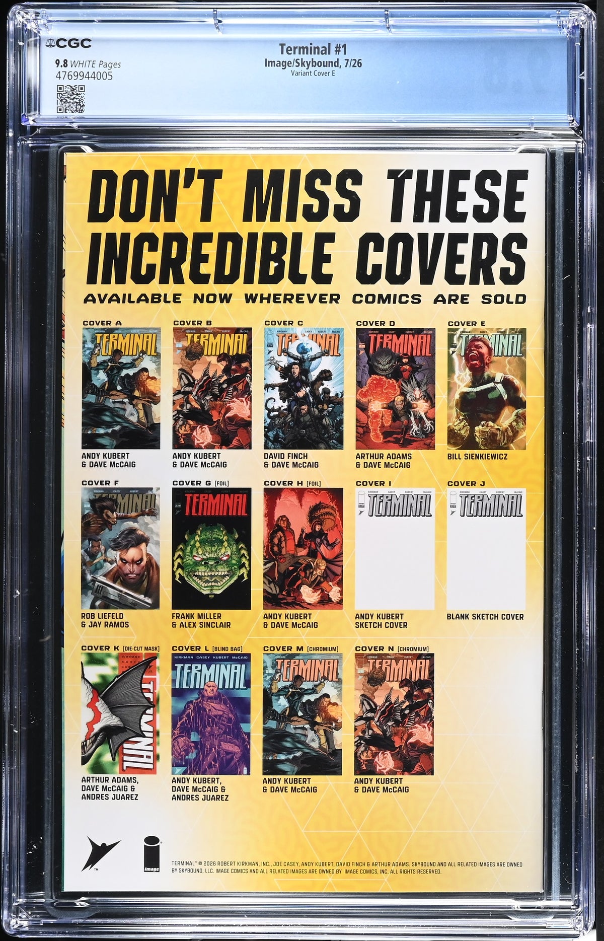 Terminal #1 Cover E 1:25 Bill Sienkiewicz Variant CGC 9.8