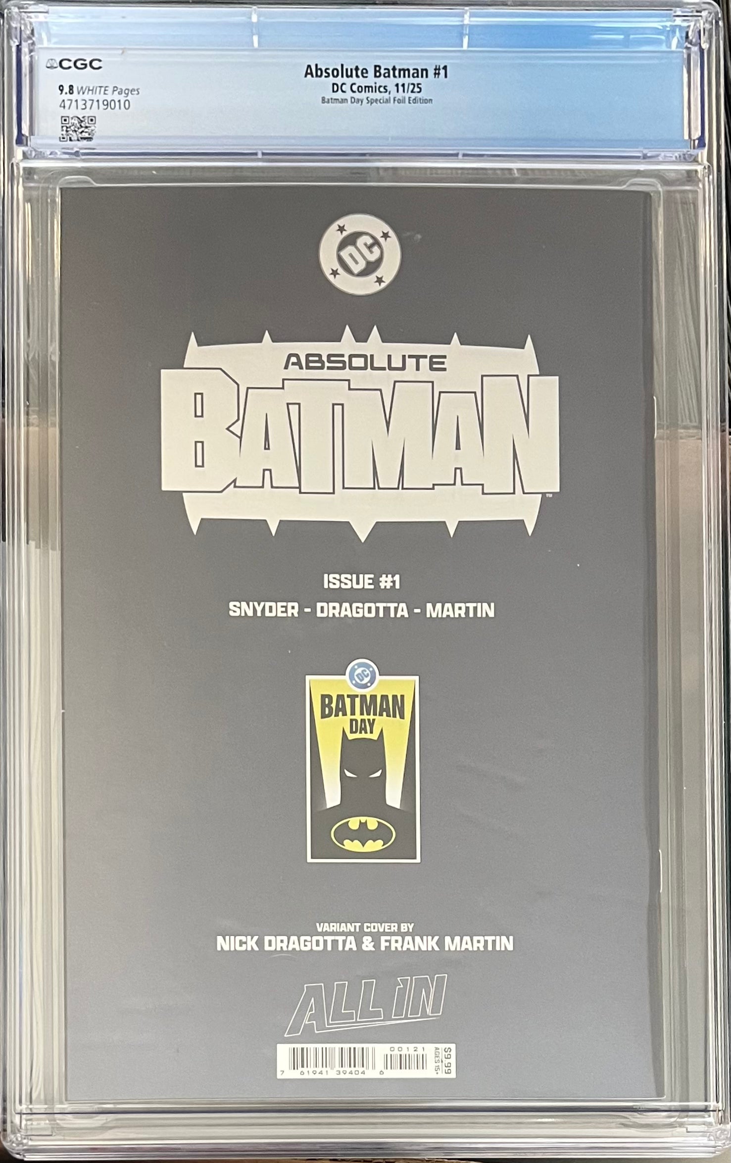 Absolute Batman #1 Batman Day Special Foil Edition CGC 9.8 *one per customer*