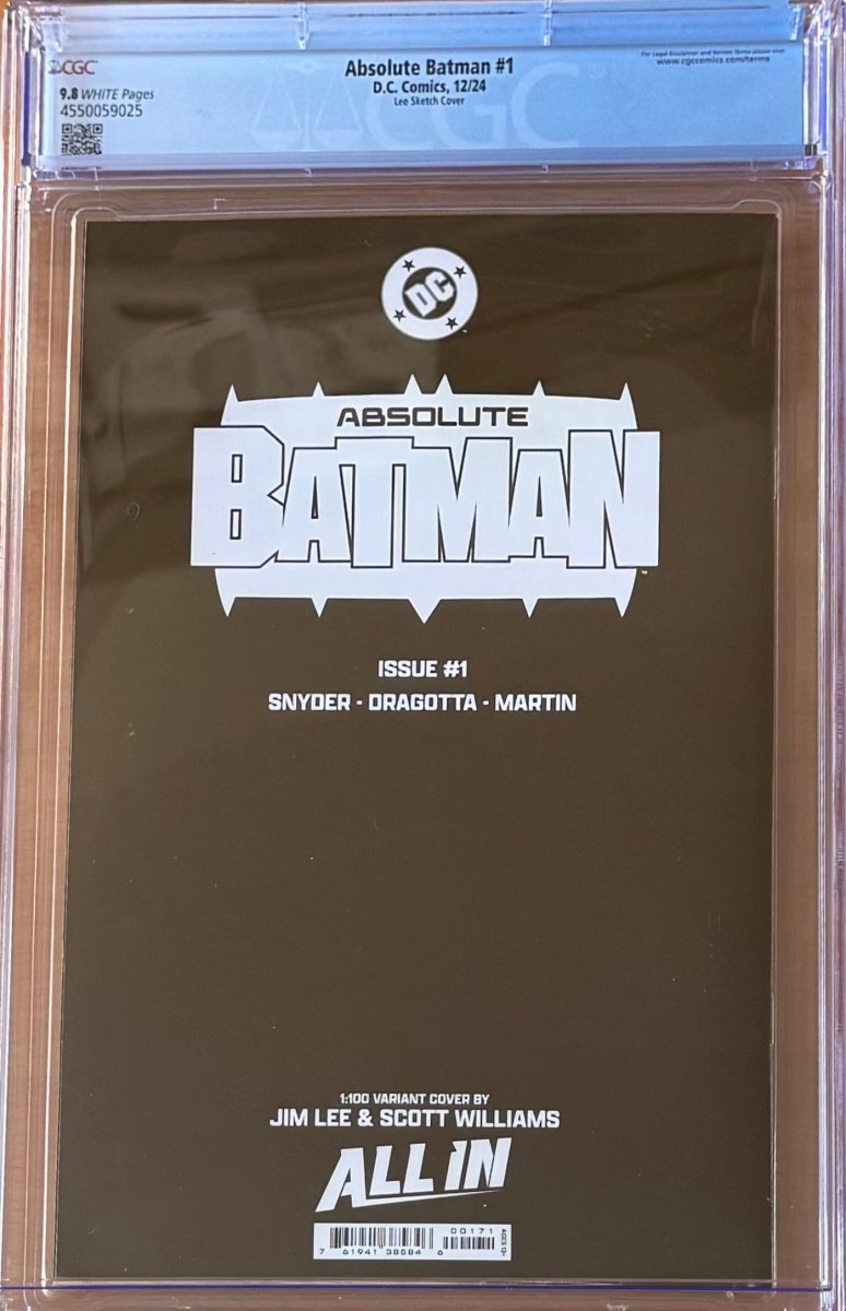 Absolute Batman #1 1:100 Incentive Virgin Variant CGC 9.8 - Walt's Comic Shop