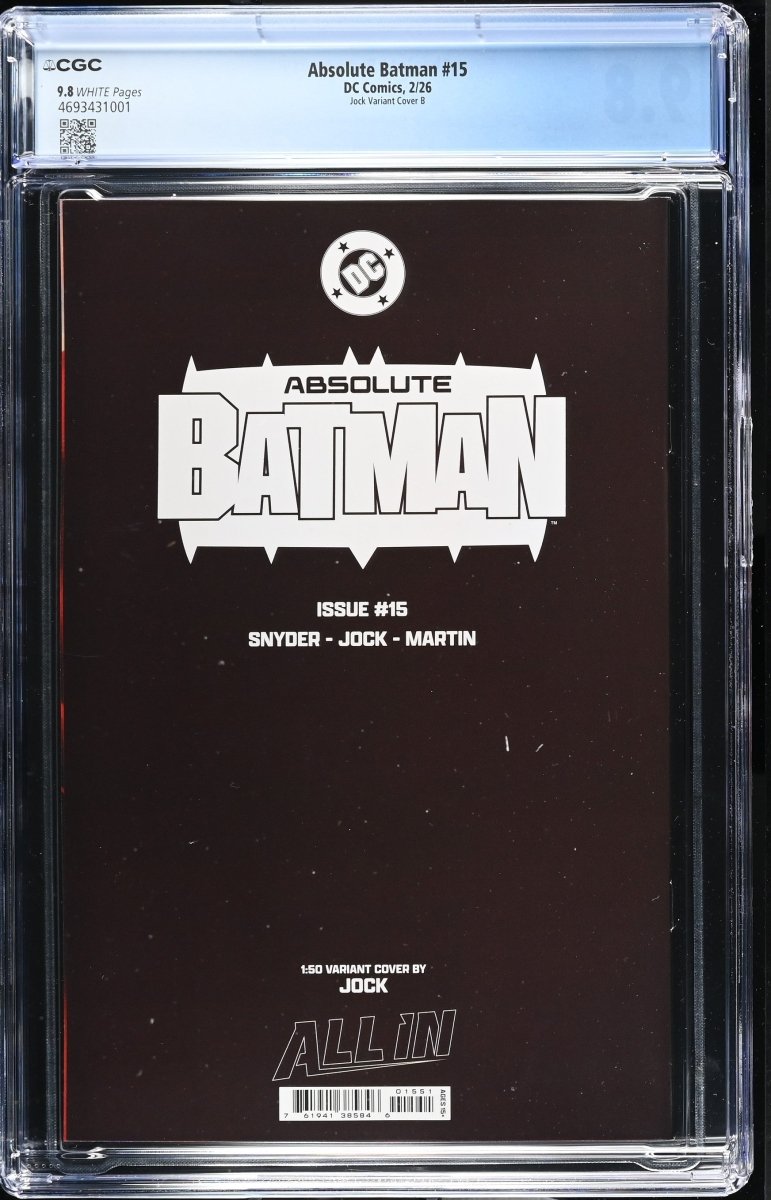 Absolute Batman 15 1:50 Jock Vigin Ratio Variant CGC 9.8 - Walt's Comic Shop