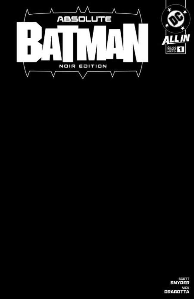 Absolute Batman Noir Edition #1 (One Shot) Cover B Black Blank Card Stock Variant *one copy per customer* - Walt's Comic Shop