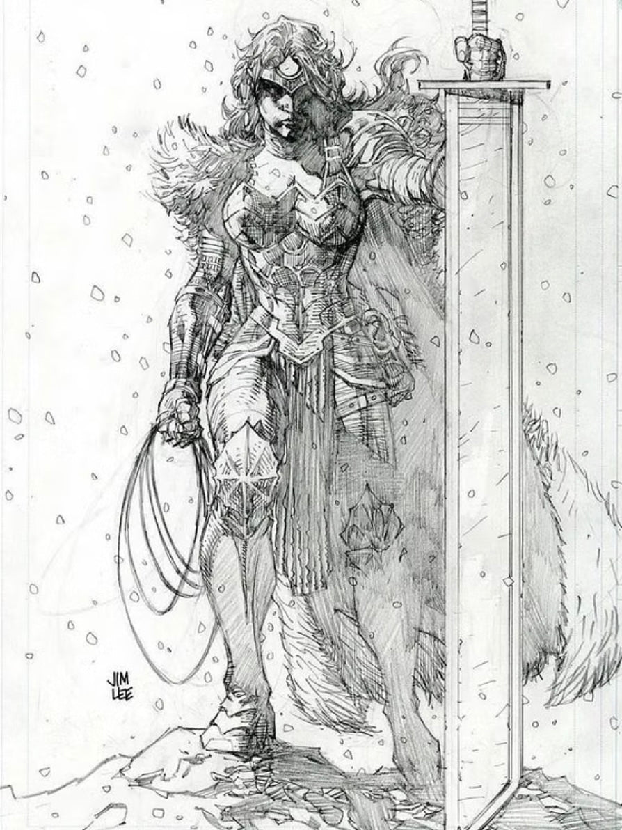 Absolute Wonder Woman #1 Cover H 1:100 Jim Lee Black & White Card Stock Variant *PRE - ORDER* - Walt's Comic Shop