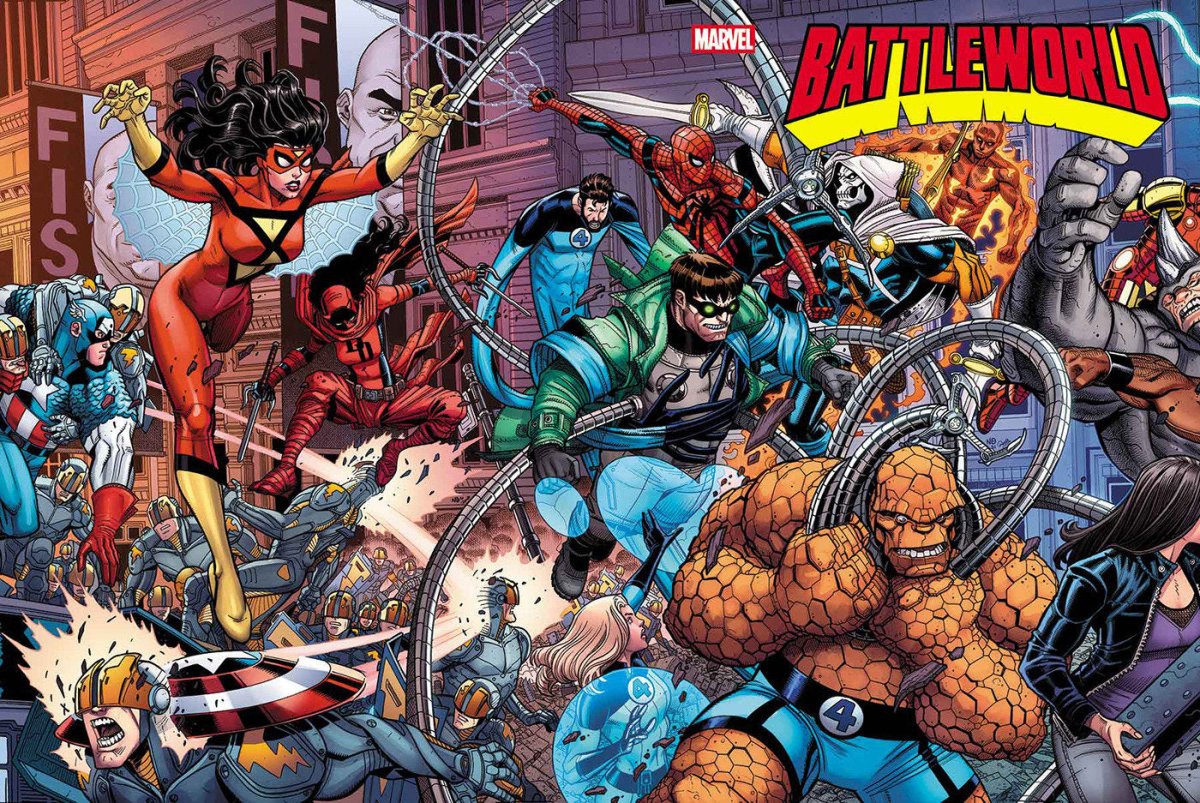 Battleworld 1 Nick Bradshaw 5 Part Wraparound Connecting Variant A - Walt's Comic Shop
