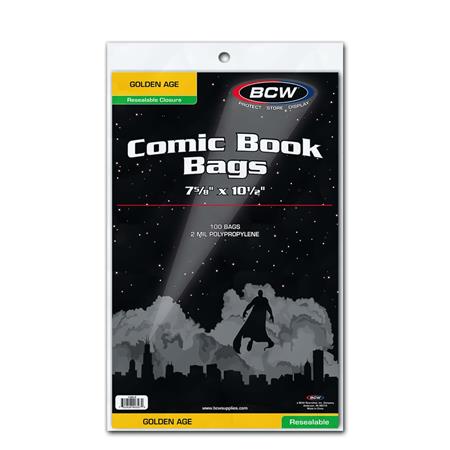 BCW Resealable Golden Comic Bags (Pack Of 100) - Walt's Comic Shop