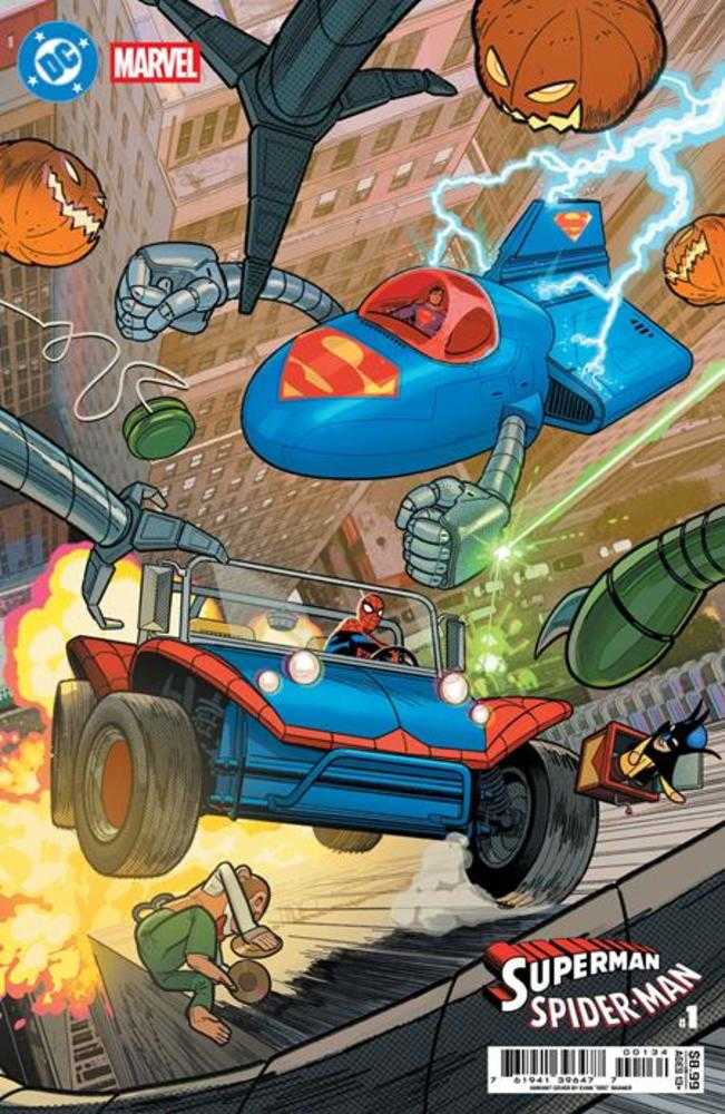 DC Marvel Superman Spider - Man 1 (One Shot) Cover T Evan Doc Shaner Supermobile & Spider Mobile Card Stock Variant - Walt's Comic Shop