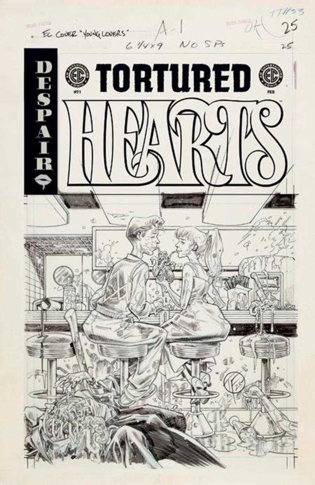 EC Tortured Hearts 1 (One Shot) Cover E Dustin Weaver Black & White Artist Edition 1:20 Ratio Variant - Walt's Comic Shop