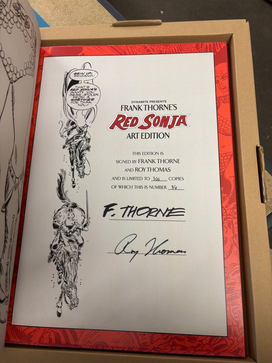 Frank Thorne's Red Sonja Art Edition HC Vol 01 Signed by Frank Thorne & Roy Thomas (Limited 300) - Walt's Comic Shop