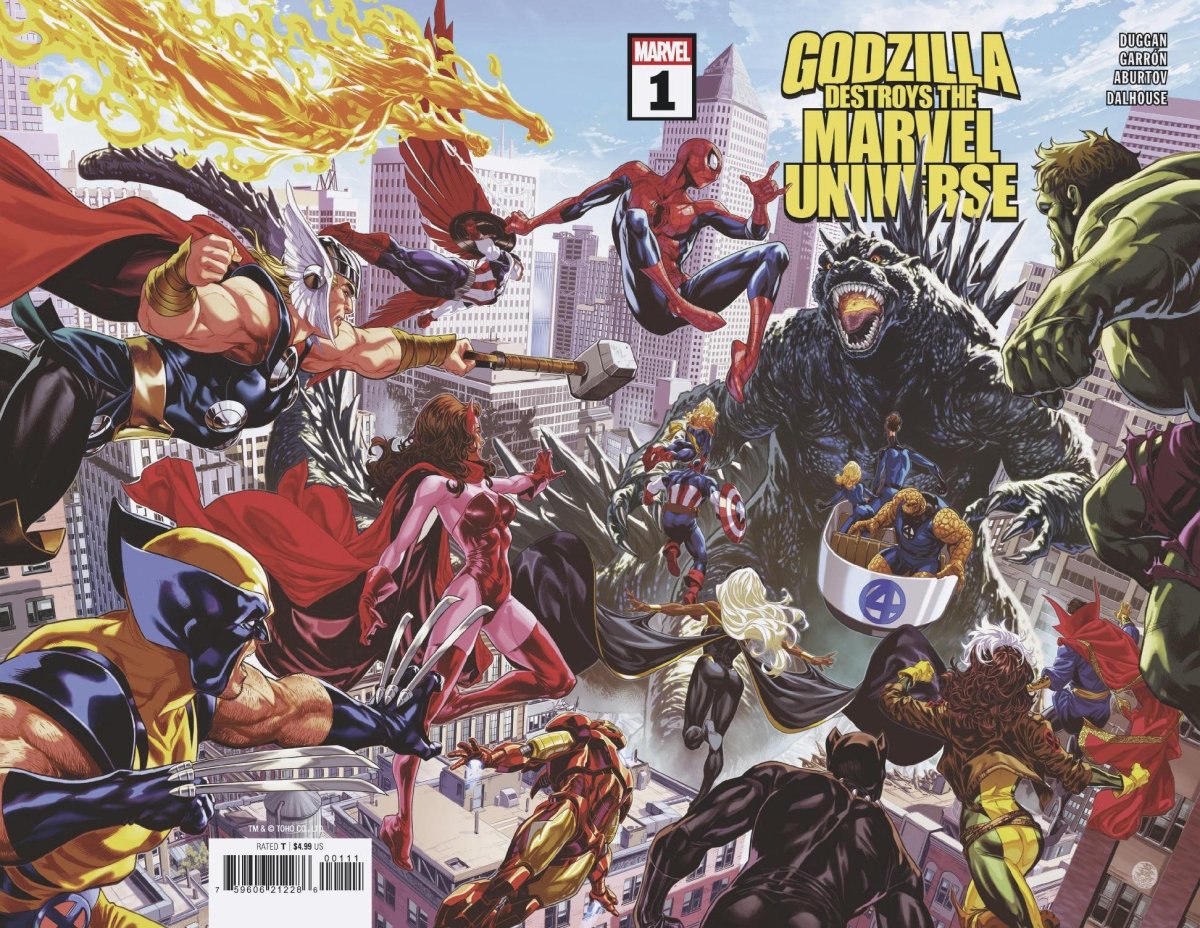 Godzilla Destroys The Marvel Universe 1 Wraparound Cover - Walt's Comic Shop