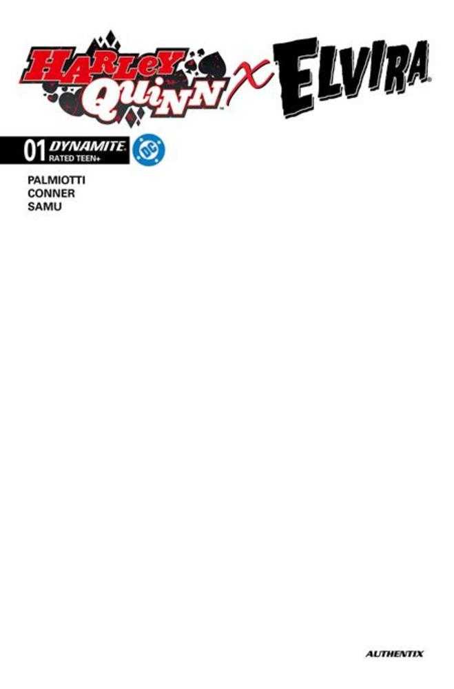 Harley Quinn X Elvira 1 Cover J Blank Authentix Variant - Walt's Comic Shop