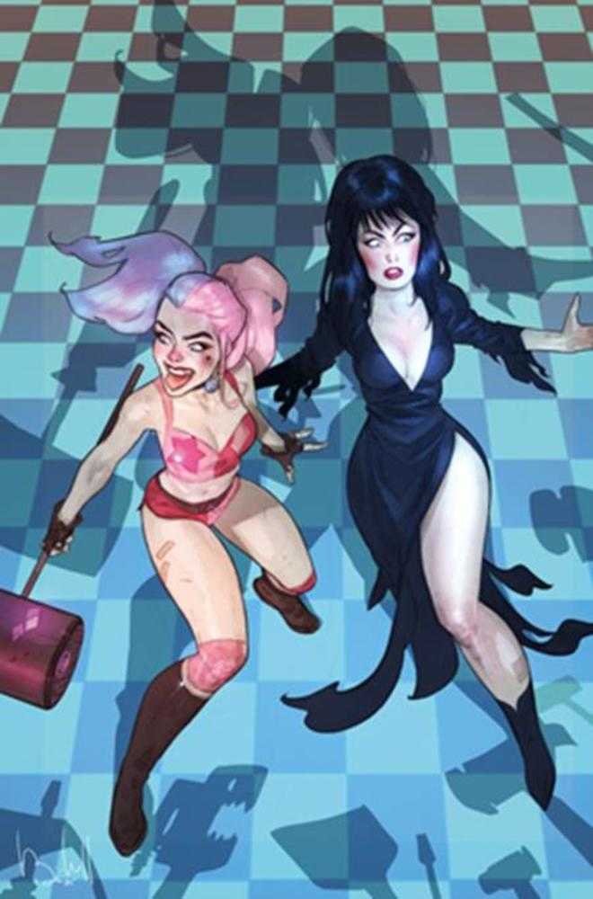Harley Quinn X Elvira 2 Cover L Ben Caldwell Full Art 1:10 Ratio Variant - Walt's Comic Shop