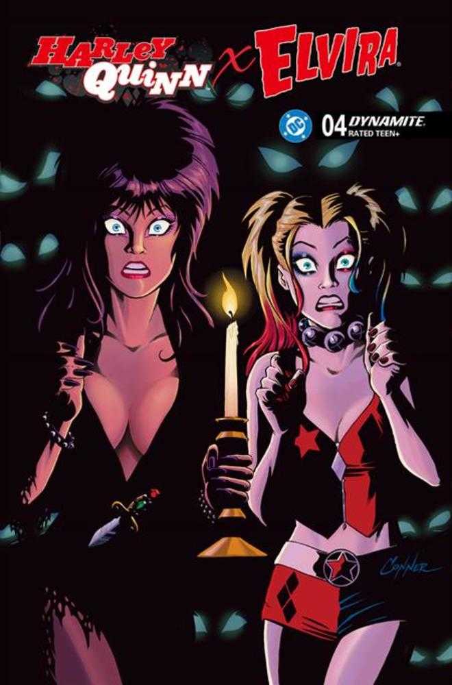 Harley Quinn X Elvira 4 Cover H Amanda Conner Candle 1:10 Ratio Variant - Walt's Comic Shop