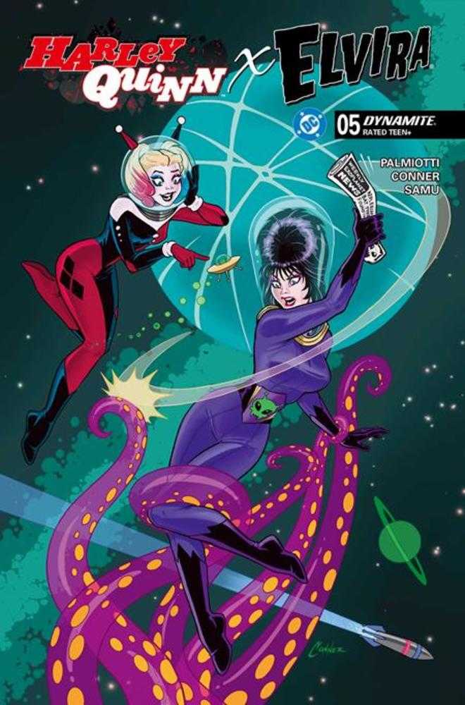 Harley Quinn X Elvira 5 Cover A Amanda Conner Tentacles - Walt's Comic Shop