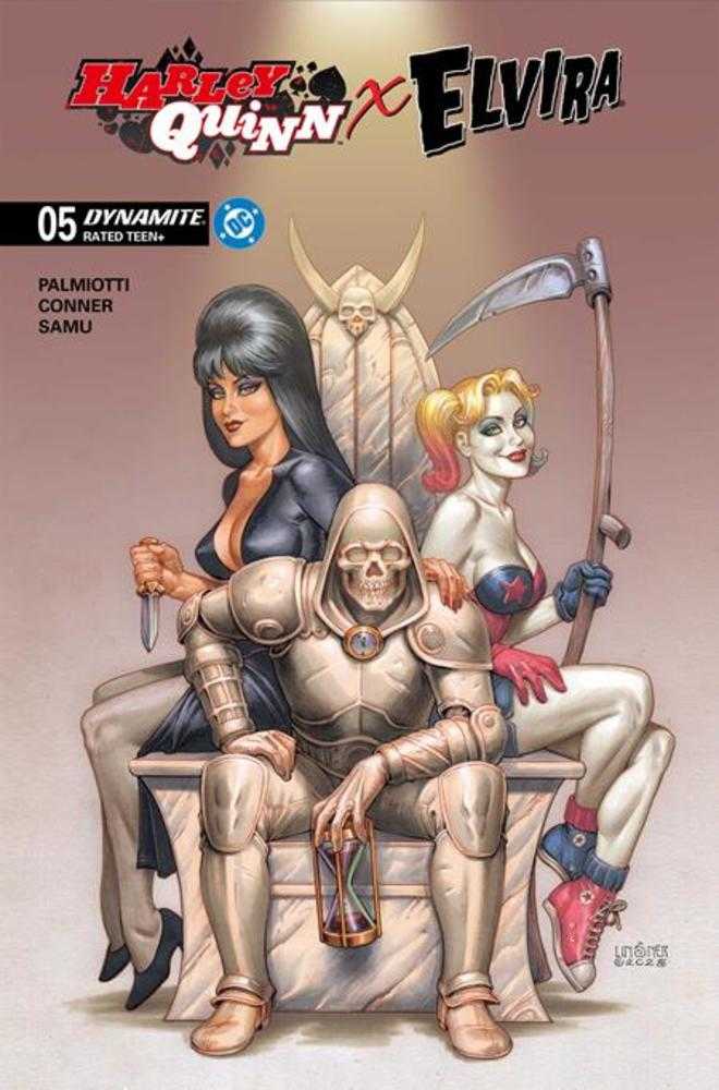 Harley Quinn X Elvira 5 Cover C Joseph Michael Linsner Variant - Walt's Comic Shop