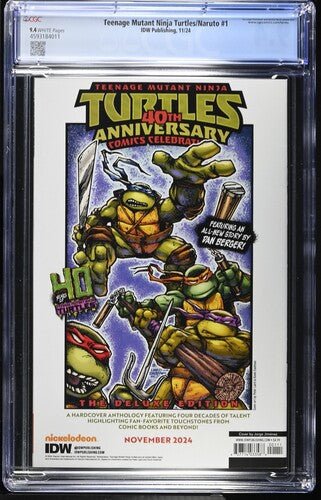 Teenage Mutant Ninja Turtles/Naruto #1 Jorge Jimenez cover CGC 9.4
