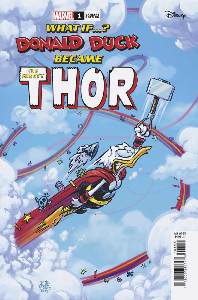 Marvel & Disney: What If...? Donald Duck Became Thor #1 Skottie Young Variant - Walt's Comic Shop