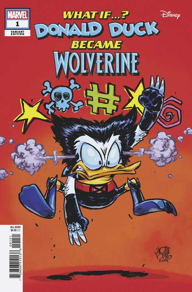 Marvel & Disney: What If...? Donald Duck Became Wolverine #1 Skottie Young Varia Nt - Walt's Comic Shop