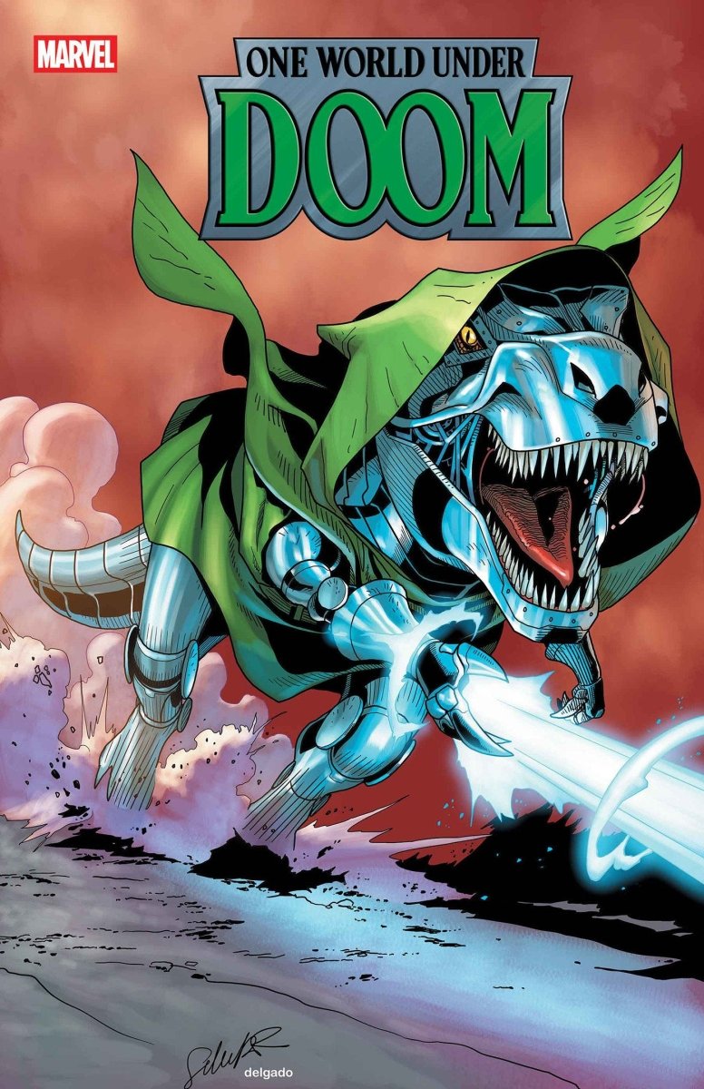 One World Under Doom 8 Salvador Larroca Doomasaur Variant - Walt's Comic Shop