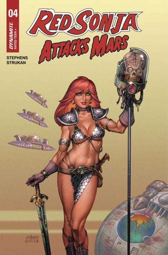 Red Sonja Attacks Mars 4 (Of 4) Cover A Joseph Micheal Linsner Polybagged Trading Card - Walt's Comic Shop