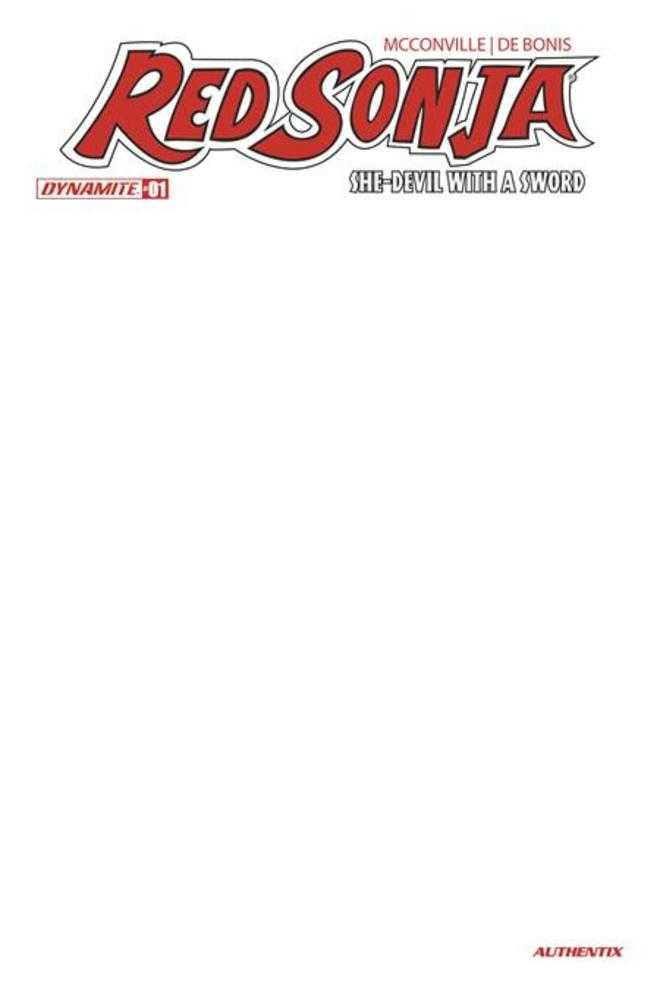 Red Sonja She Devil With A Sword 1 Cover F Blank Authentix Variant - Walt's Comic Shop