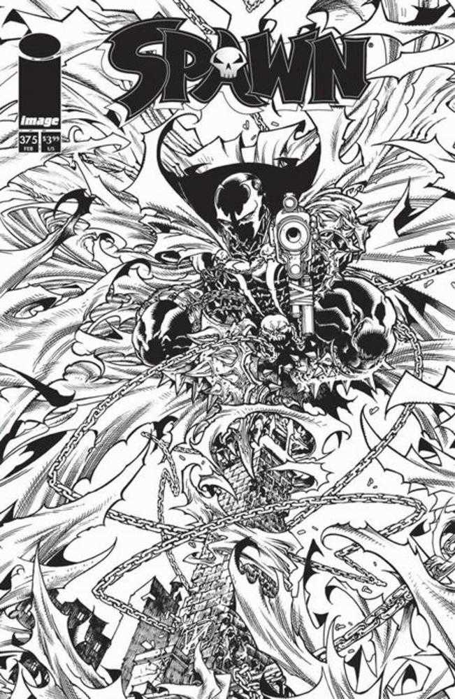 Spawn 375 Cover B Harvey Tolibao Black & White Variant - Walt's Comic Shop