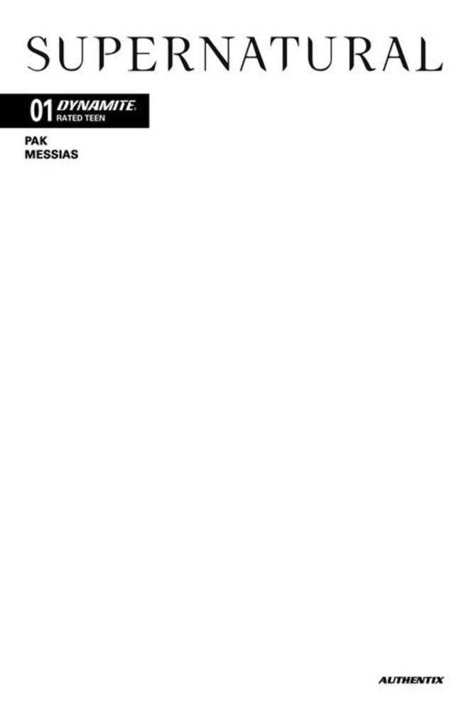 Supernatural 1 Cover G Blank Authentix Variant - Walt's Comic Shop