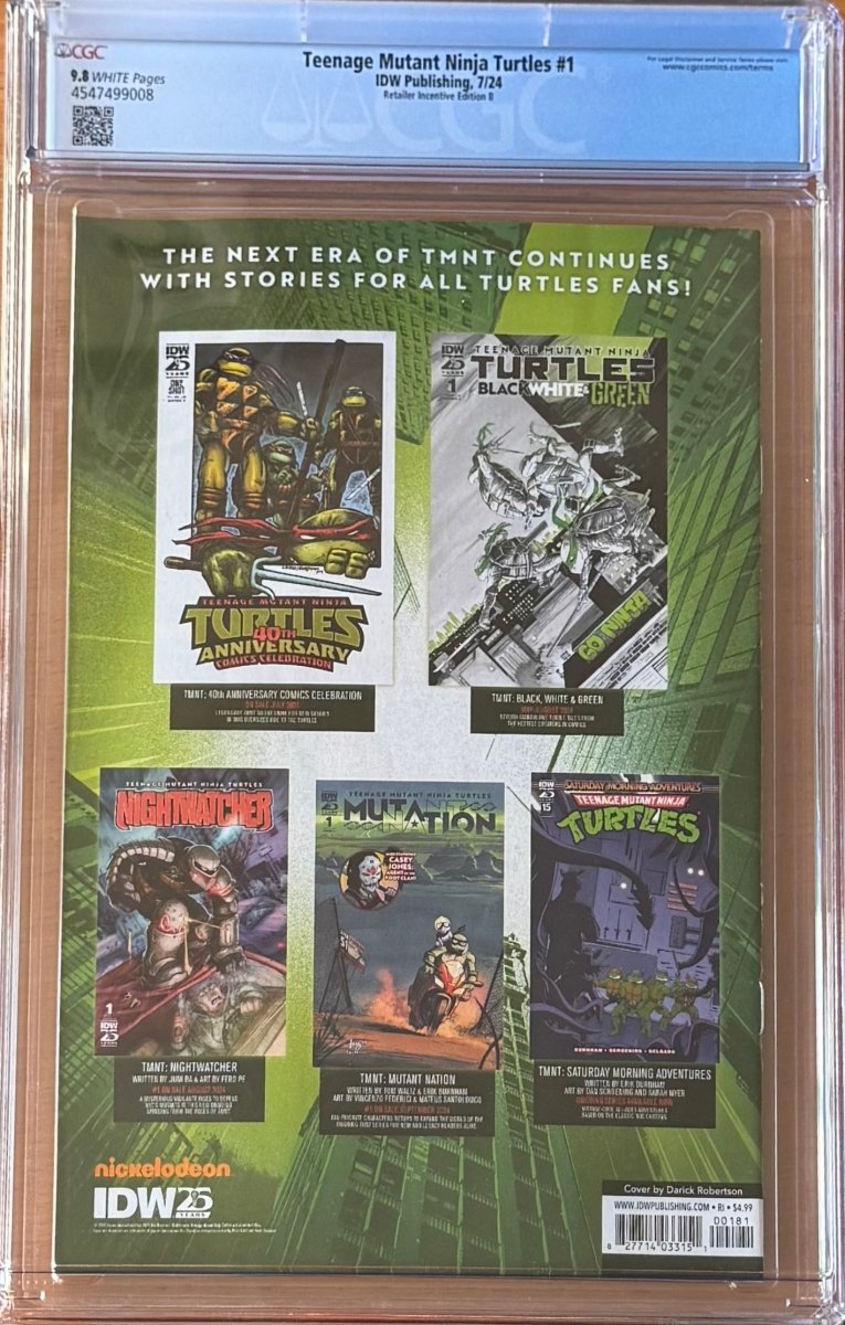 Teenage Mutant Ninja Turtles #1 1:50 Darick Robertson Variant CGC 9.8 - Walt's Comic Shop