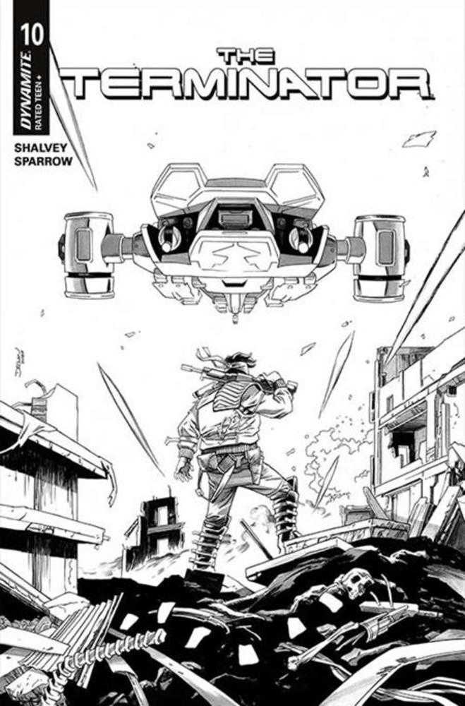 Terminator 10 Cover F Declan Shalvey Line Art 1:10 Ratio Variant - Walt's Comic Shop