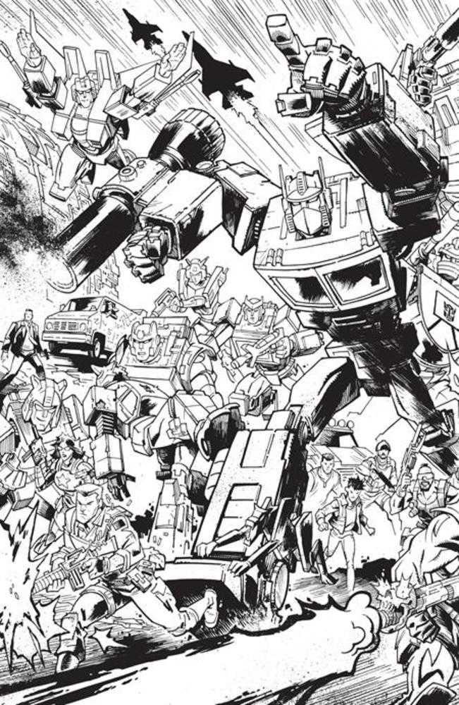 Transformers #9 Cover G Black & White Jason Howard Connecting Eu Anniversary Variant - Walt's Comic Shop