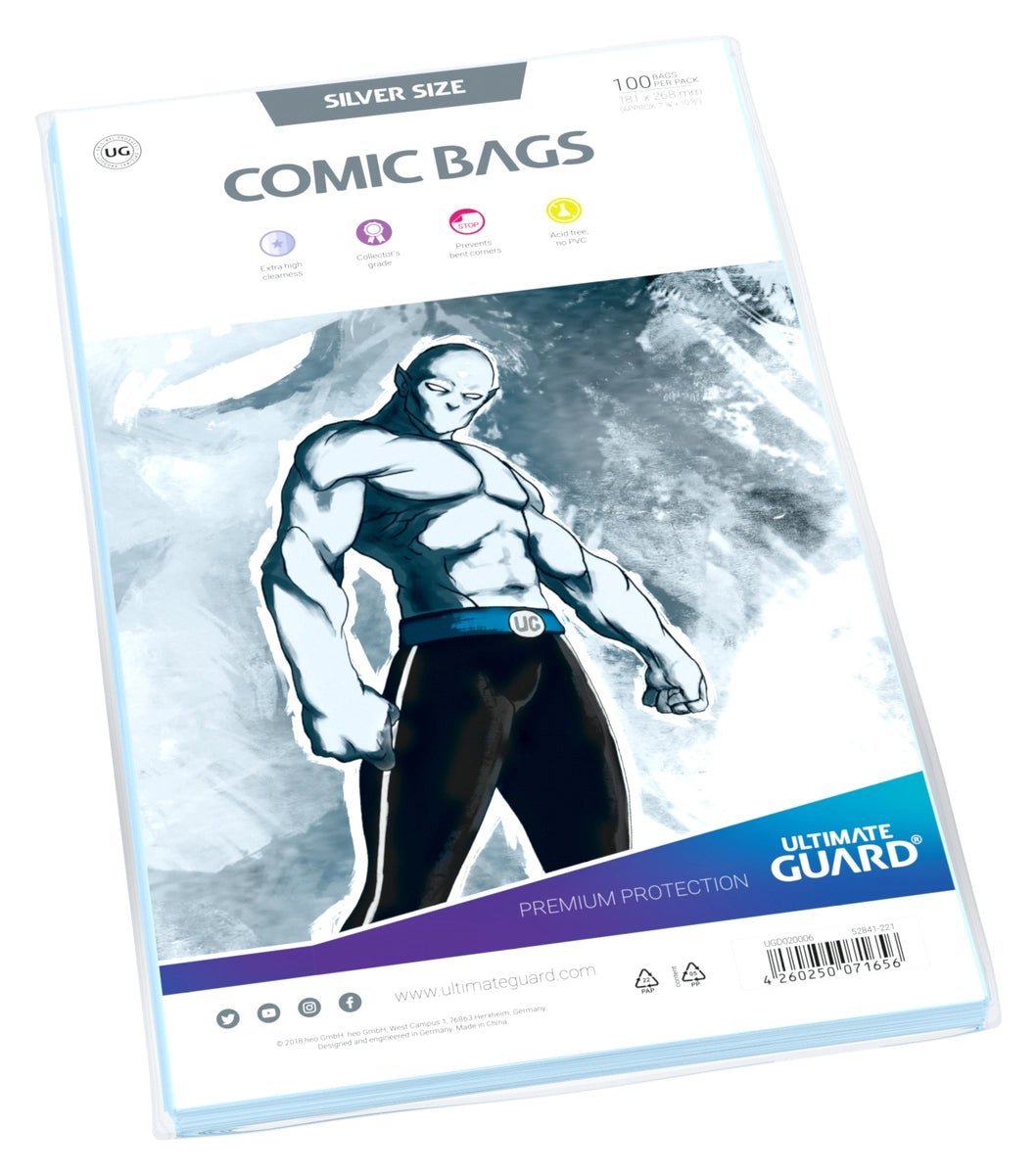 Ultimate Guard Comic Bags Silver Size (100) - Walt's Comic Shop