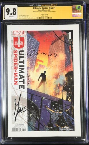 Ultimate Spider - Man #1 4th print signed by MARCO CHECCHETTO AUTHENTICATED AUTOGRAPH CGC 9.8 - Walt's Comic Shop