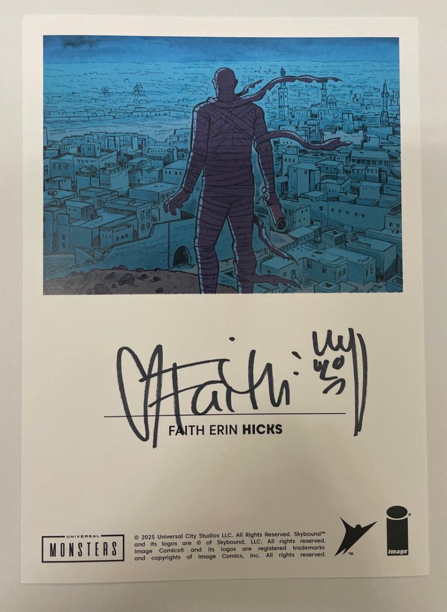 Universal Monsters The Mummy Bookplate Signed by Faith Erin Hicks *One Per Customer* - Walt's Comic Shop