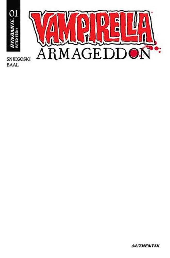 Vampirella Armageddon 1 Cover J Blank Authentix Variant - Walt's Comic Shop