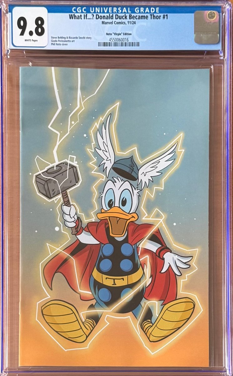 What if Donald Duck Became Thor #1 2024 Noto 1:50 Virgin CGC 9.8 - Walt's Comic Shop