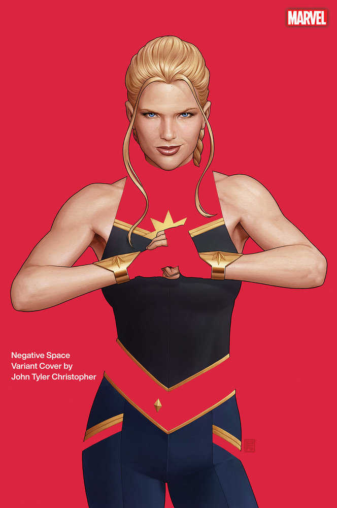 Captain Marvel #1 John Tyler Christopher Negative Space Variant - Walt's Comic Shop