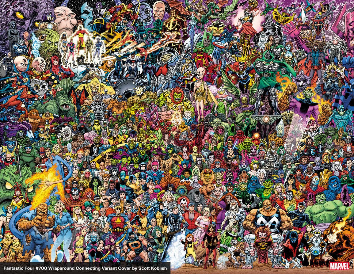 Fantastic Four 7 Scott Koblish Wraparound Connecting 700 Characters Variant - Walt's Comic Shop