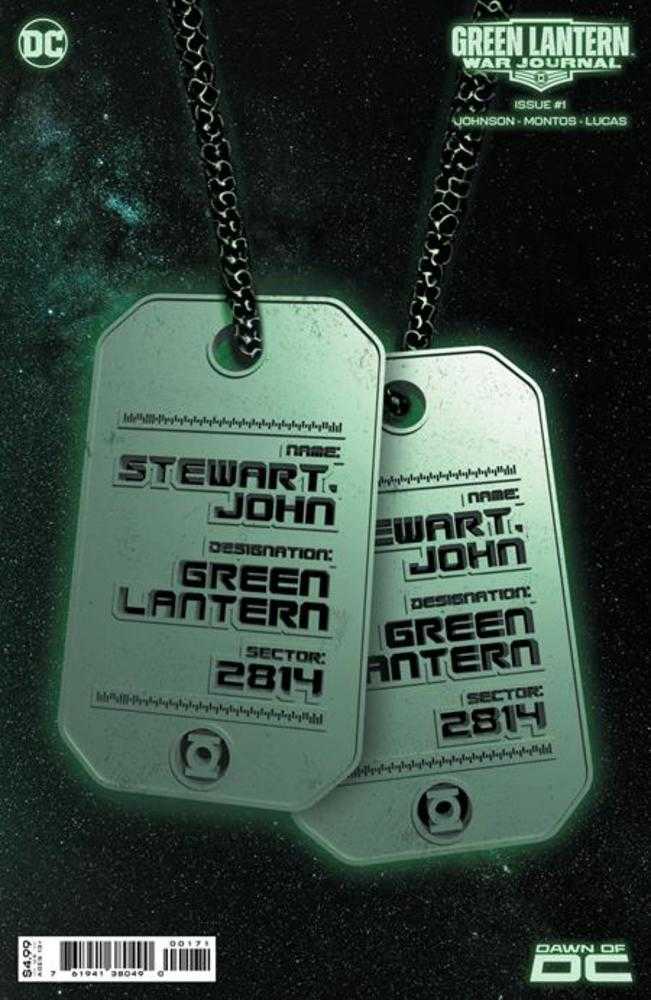 Green Lantern War Journal #1 Cover E John Stewart Glow-In-The-Dark Dog Tag Card Stock Variant - Walt's Comic Shop